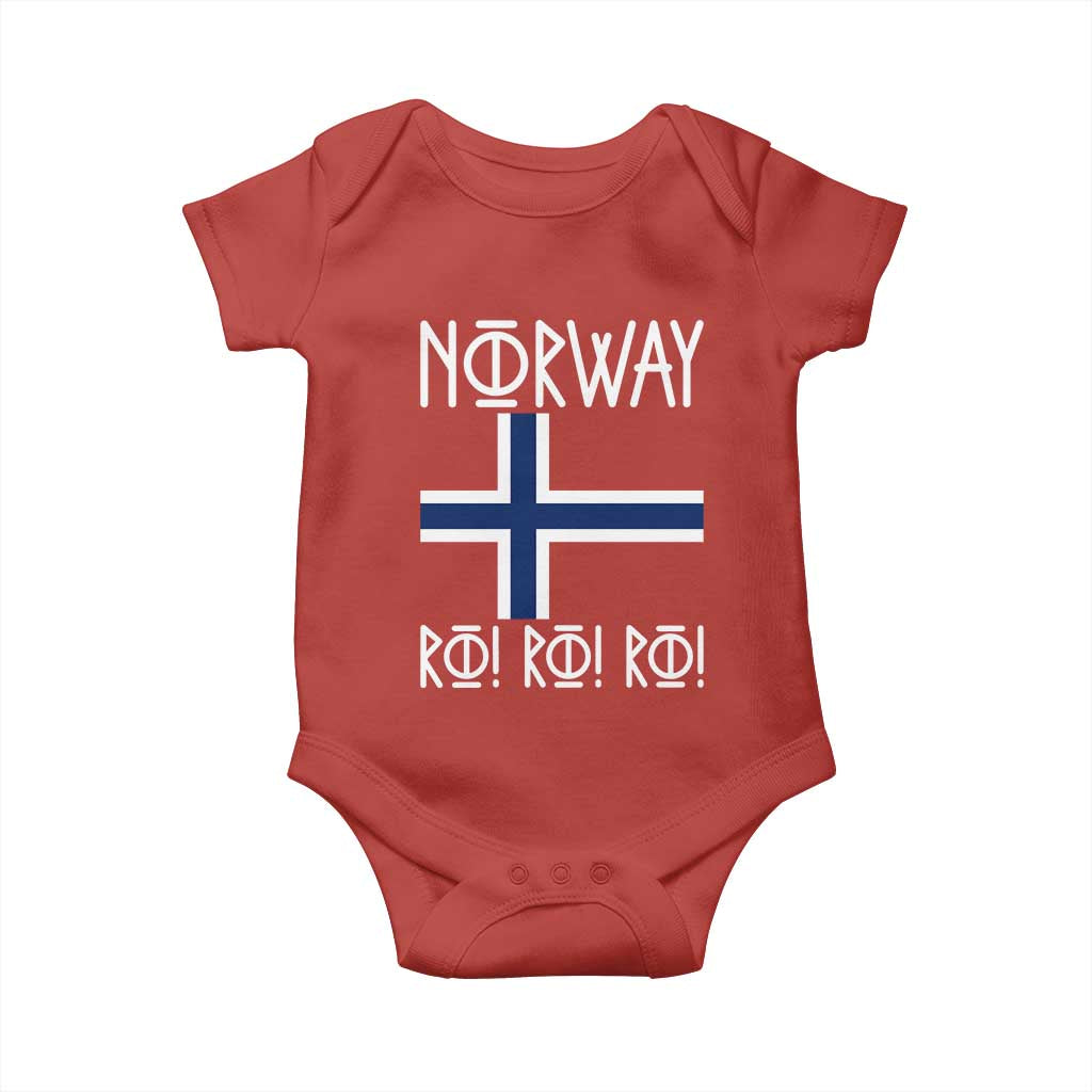 Norway Flag Ro Ro Ro Norse Rune Typography Graphic Baby Onesie Norge Football Fans Norwegian Pride