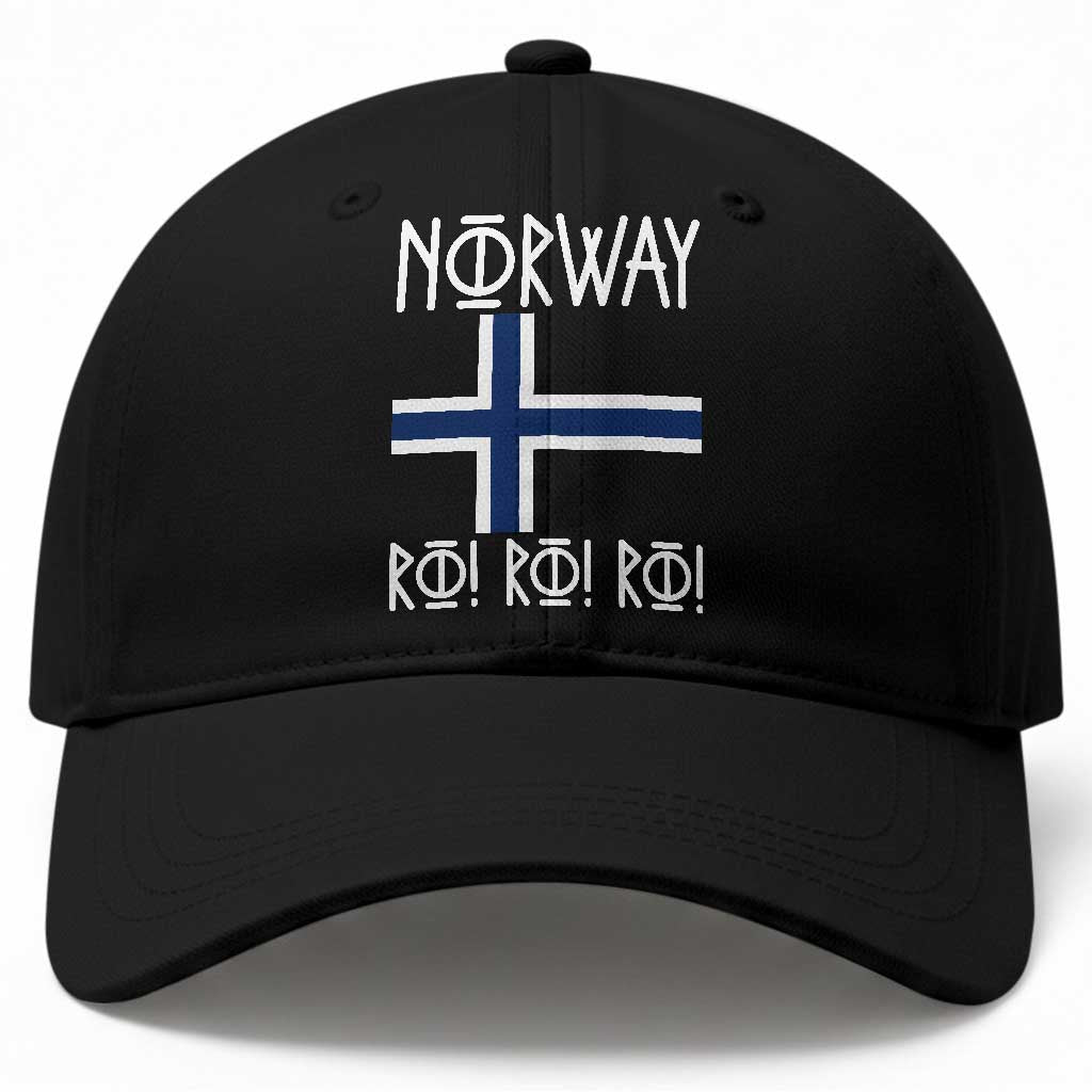Norway Flag Ro Ro Ro Norse Rune Typography Graphic Baseball Cap Norge Football Fans Norwegian Pride