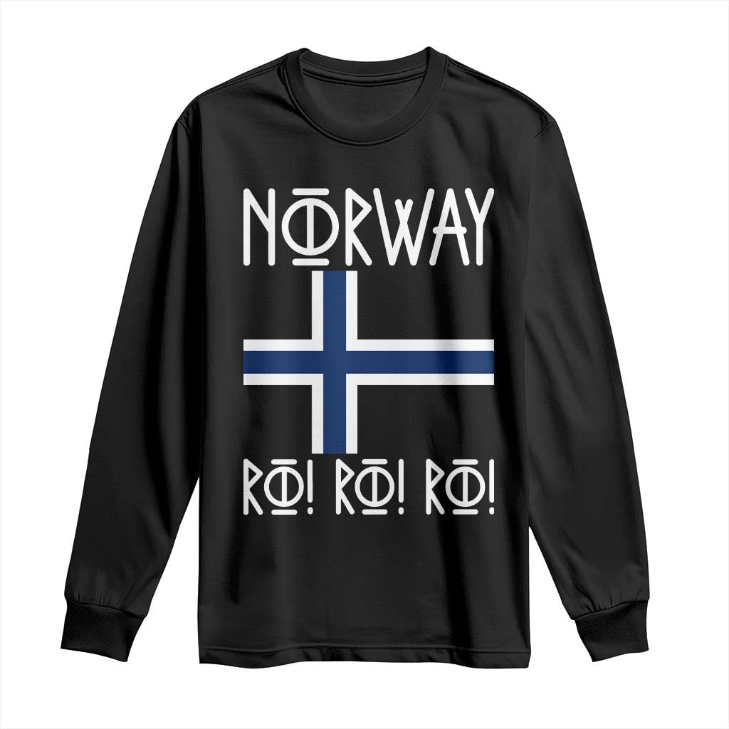 Norway Flag Ro Ro Ro Norse Rune Typography Graphic Long Sleeve Shirt Norge Football Fans Norwegian Pride