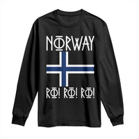 Norway Flag Ro Ro Ro Norse Rune Typography Graphic Long Sleeve Shirt Norge Football Fans Norwegian Pride