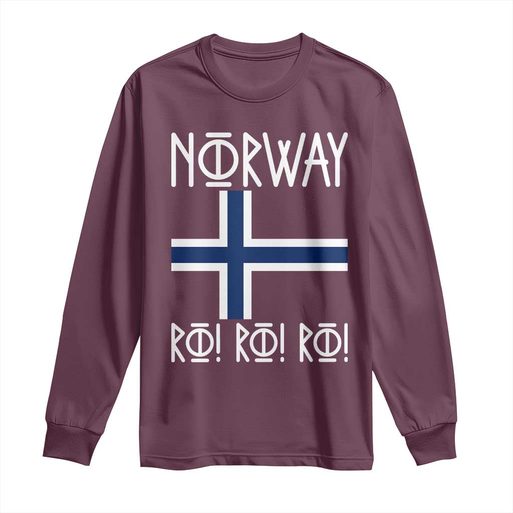 Norway Flag Ro Ro Ro Norse Rune Typography Graphic Long Sleeve Shirt Norge Football Fans Norwegian Pride