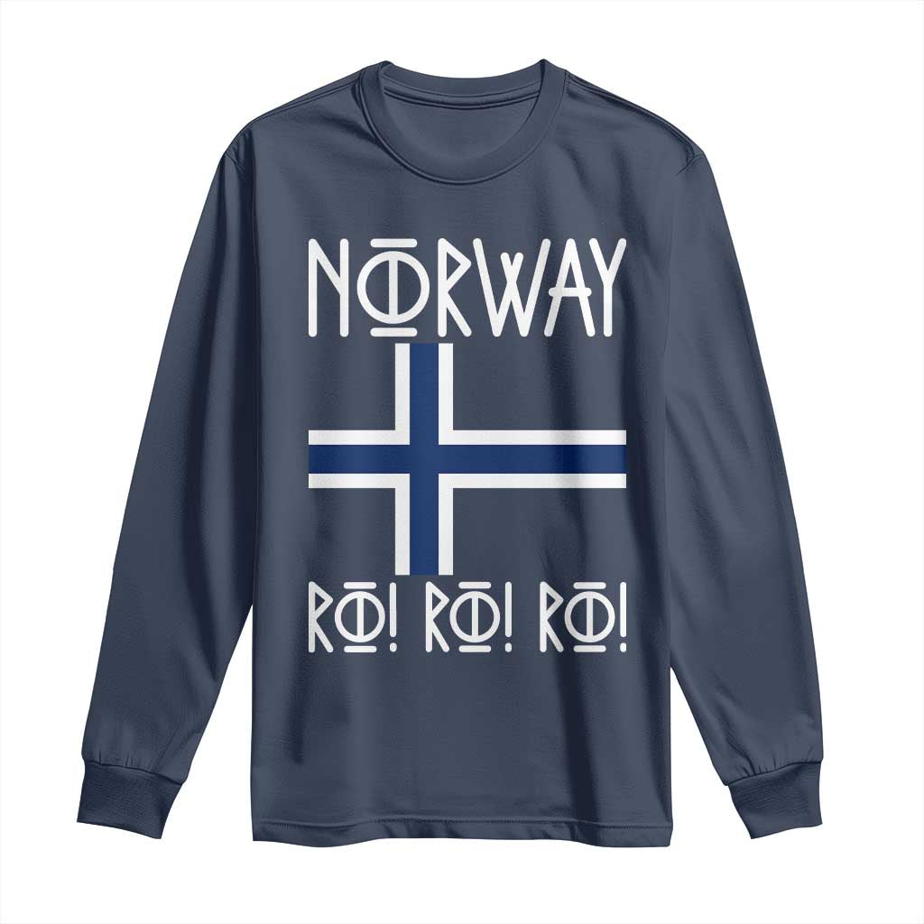 Norway Flag Ro Ro Ro Norse Rune Typography Graphic Long Sleeve Shirt Norge Football Fans Norwegian Pride