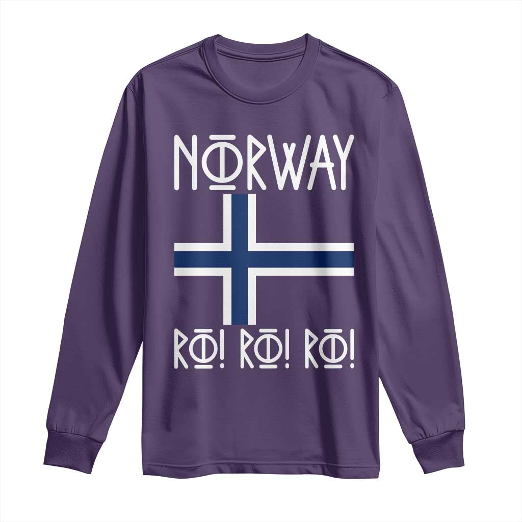 Norway Flag Ro Ro Ro Norse Rune Typography Graphic Long Sleeve Shirt Norge Football Fans Norwegian Pride