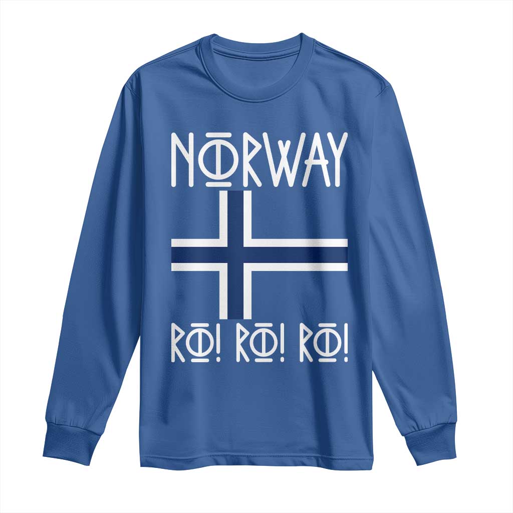 Norway Flag Ro Ro Ro Norse Rune Typography Graphic Long Sleeve Shirt Norge Football Fans Norwegian Pride