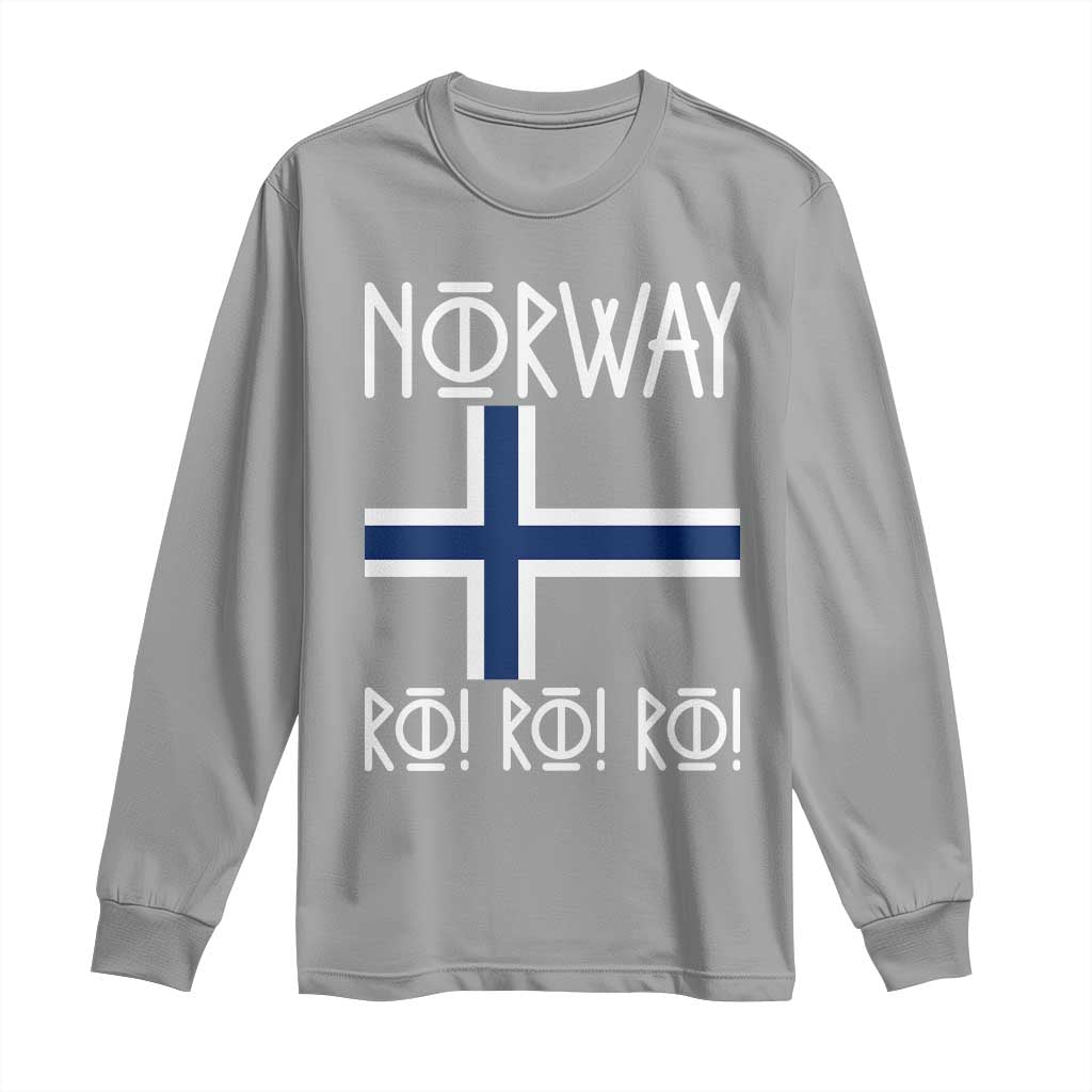Norway Flag Ro Ro Ro Norse Rune Typography Graphic Long Sleeve Shirt Norge Football Fans Norwegian Pride