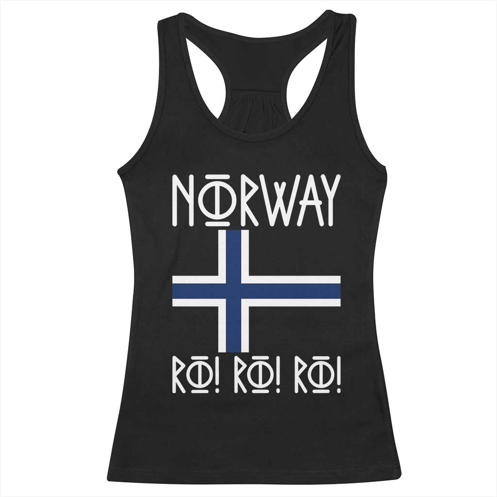 Norway Flag Ro Ro Ro Norse Rune Typography Graphic Racerback Tank Top Norge Football Fans Norwegian Pride