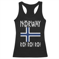 Norway Flag Ro Ro Ro Norse Rune Typography Graphic Racerback Tank Top Norge Football Fans Norwegian Pride