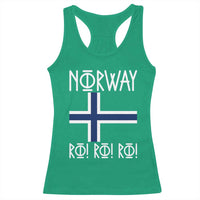 Norway Flag Ro Ro Ro Norse Rune Typography Graphic Racerback Tank Top Norge Football Fans Norwegian Pride