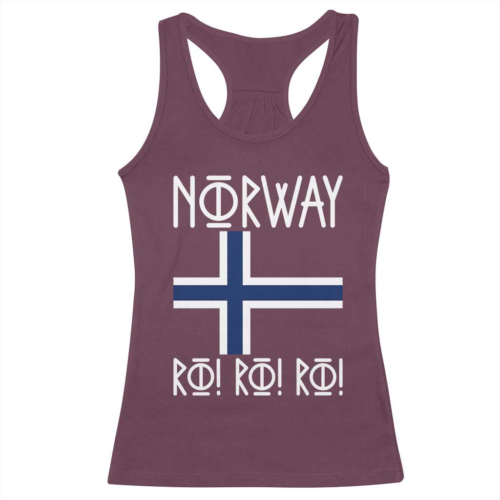 Norway Flag Ro Ro Ro Norse Rune Typography Graphic Racerback Tank Top Norge Football Fans Norwegian Pride