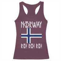 Norway Flag Ro Ro Ro Norse Rune Typography Graphic Racerback Tank Top Norge Football Fans Norwegian Pride
