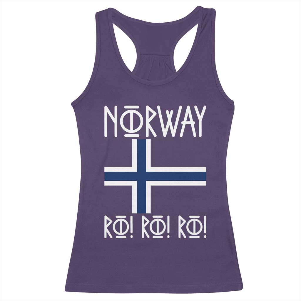 Norway Flag Ro Ro Ro Norse Rune Typography Graphic Racerback Tank Top Norge Football Fans Norwegian Pride
