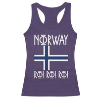 Norway Flag Ro Ro Ro Norse Rune Typography Graphic Racerback Tank Top Norge Football Fans Norwegian Pride