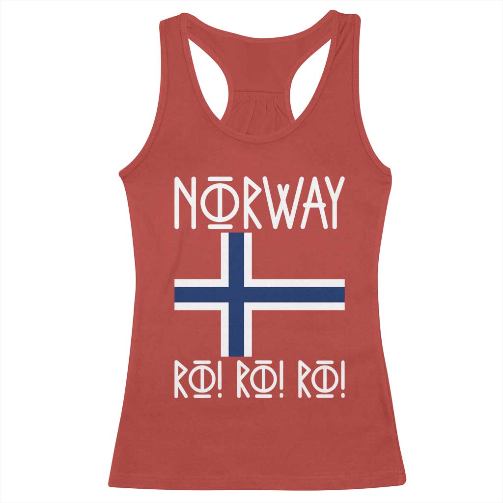 Norway Flag Ro Ro Ro Norse Rune Typography Graphic Racerback Tank Top Norge Football Fans Norwegian Pride