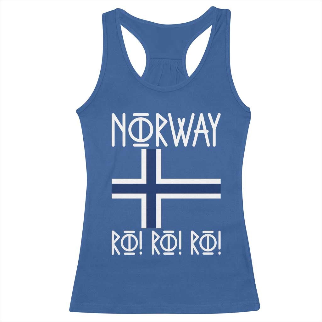 Norway Flag Ro Ro Ro Norse Rune Typography Graphic Racerback Tank Top Norge Football Fans Norwegian Pride