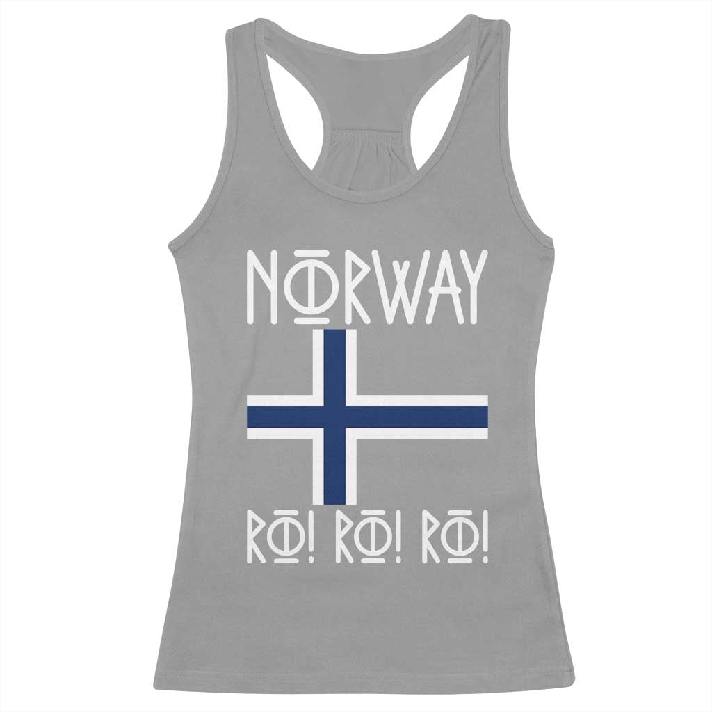 Norway Flag Ro Ro Ro Norse Rune Typography Graphic Racerback Tank Top Norge Football Fans Norwegian Pride