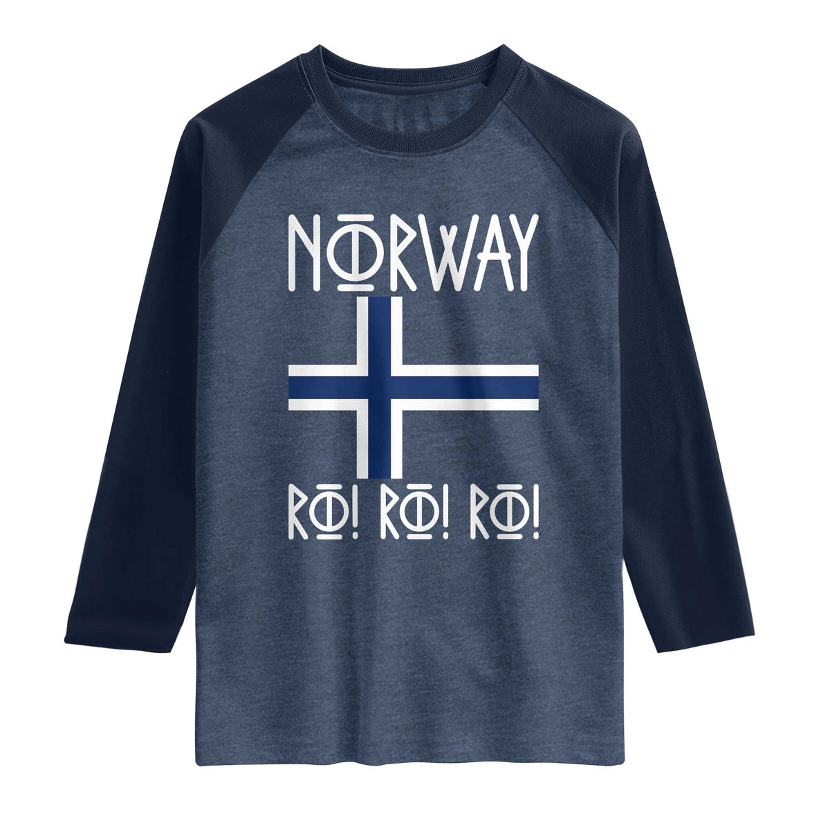 Norway Flag Ro Ro Ro Norse Rune Typography Graphic Raglan Shirt Norge Football Fans Norwegian Pride