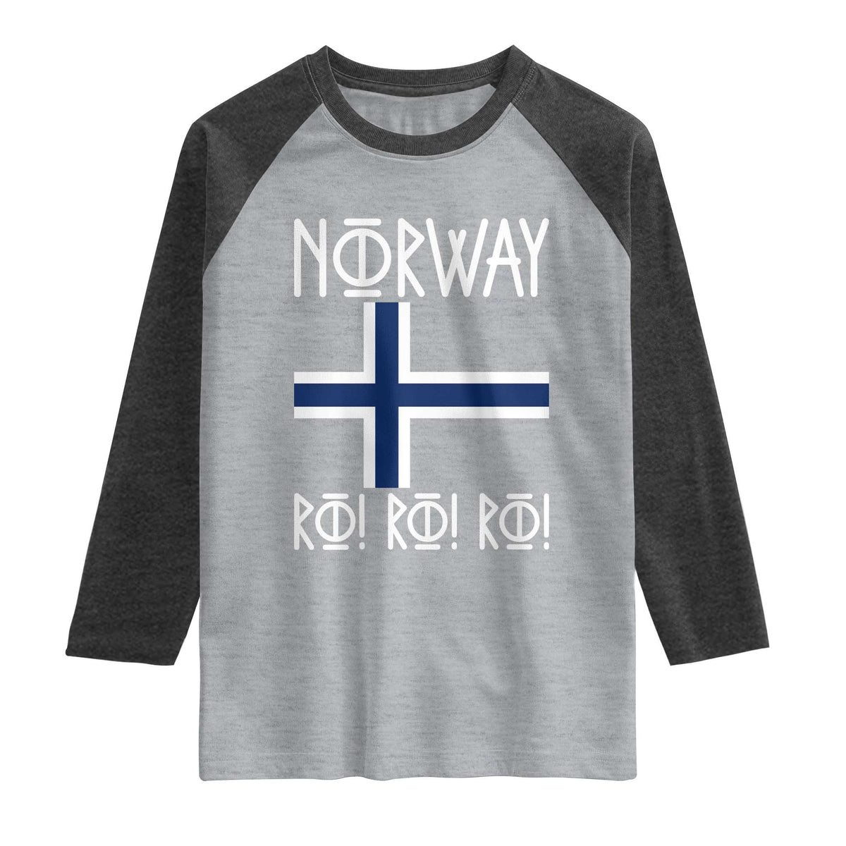 Norway Flag Ro Ro Ro Norse Rune Typography Graphic Raglan Shirt Norge Football Fans Norwegian Pride