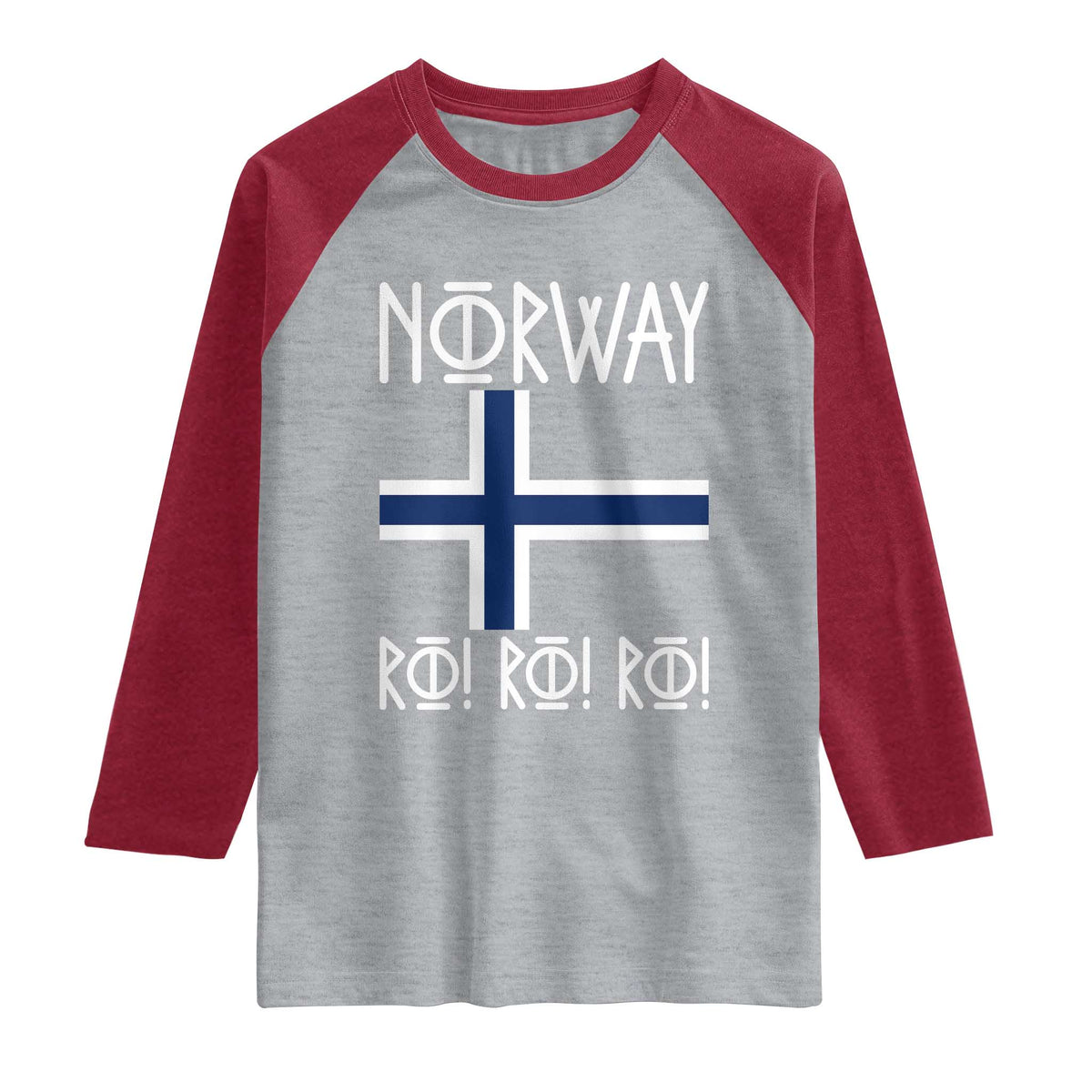 Norway Flag Ro Ro Ro Norse Rune Typography Graphic Raglan Shirt Norge Football Fans Norwegian Pride