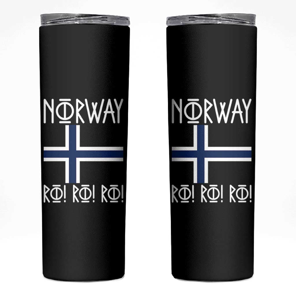Norway Flag Ro Ro Ro Norse Rune Typography Graphic Skinny Tumbler Norge Football Fans Norwegian Pride