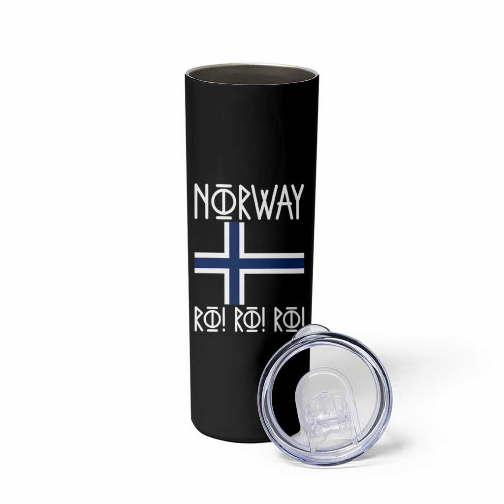 Norway Flag Ro Ro Ro Norse Rune Typography Graphic Skinny Tumbler Norge Football Fans Norwegian Pride