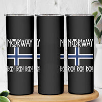 Norway Flag Ro Ro Ro Norse Rune Typography Graphic Skinny Tumbler Norge Football Fans Norwegian Pride