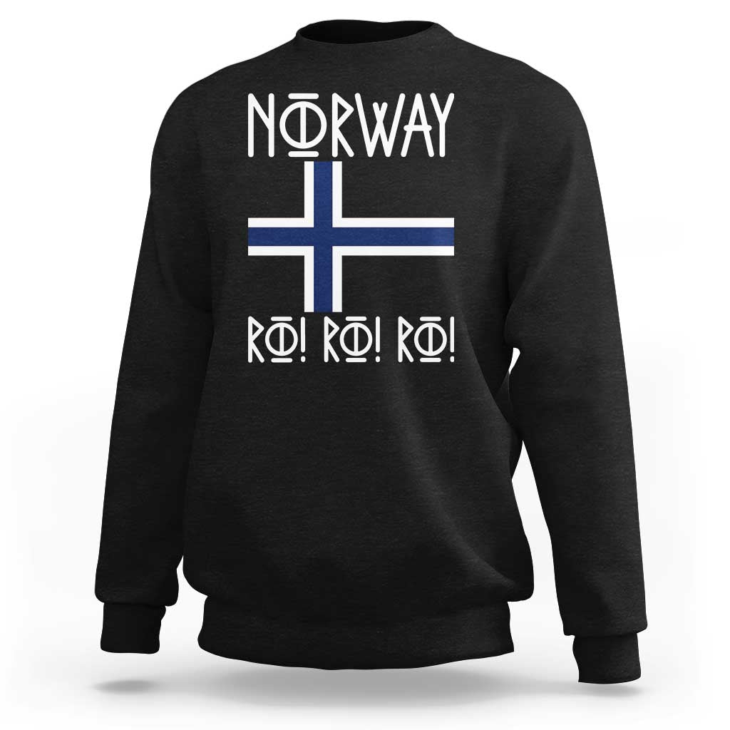 Norway Flag Ro Ro Ro Norse Rune Typography Graphic Sweatshirt Norge Football Fans Norwegian Pride