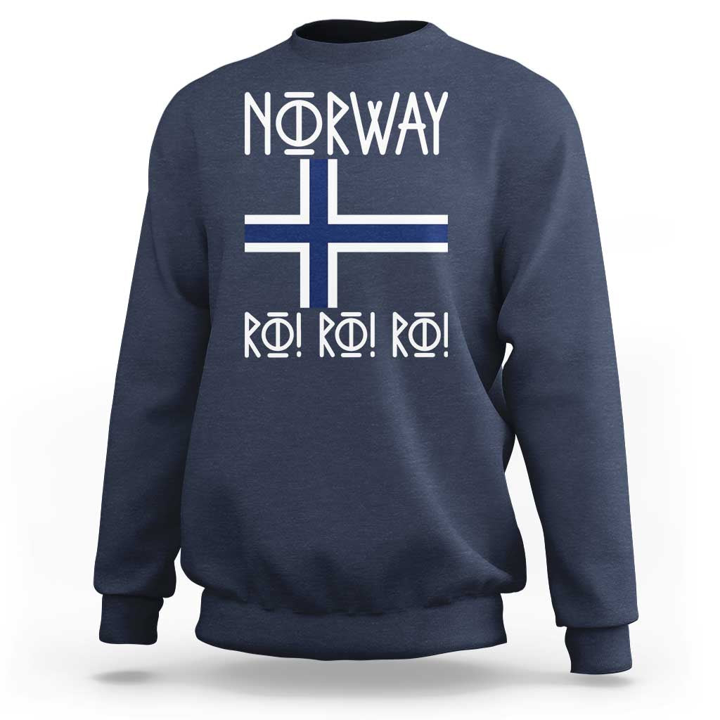Norway Flag Ro Ro Ro Norse Rune Typography Graphic Sweatshirt Norge Football Fans Norwegian Pride