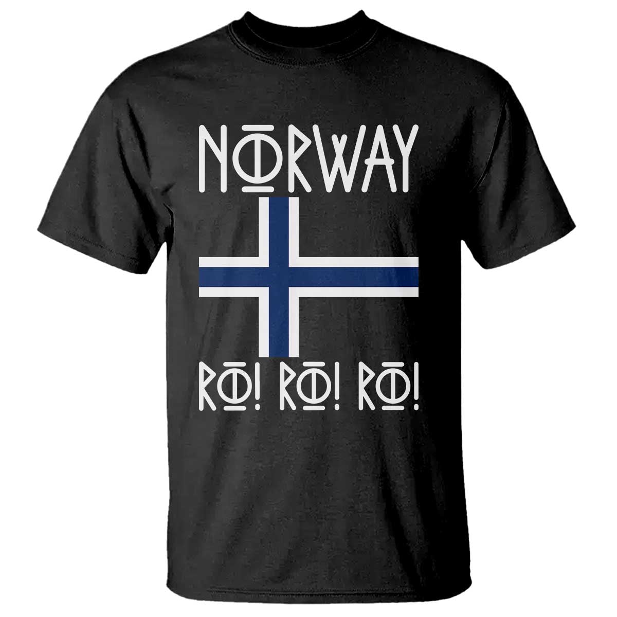 Norway Flag Ro Ro Ro Norse Rune Typography Graphic T Shirt Norge Football Fans Norwegian Pride