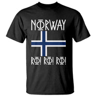 Norway Flag Ro Ro Ro Norse Rune Typography Graphic T Shirt Norge Football Fans Norwegian Pride