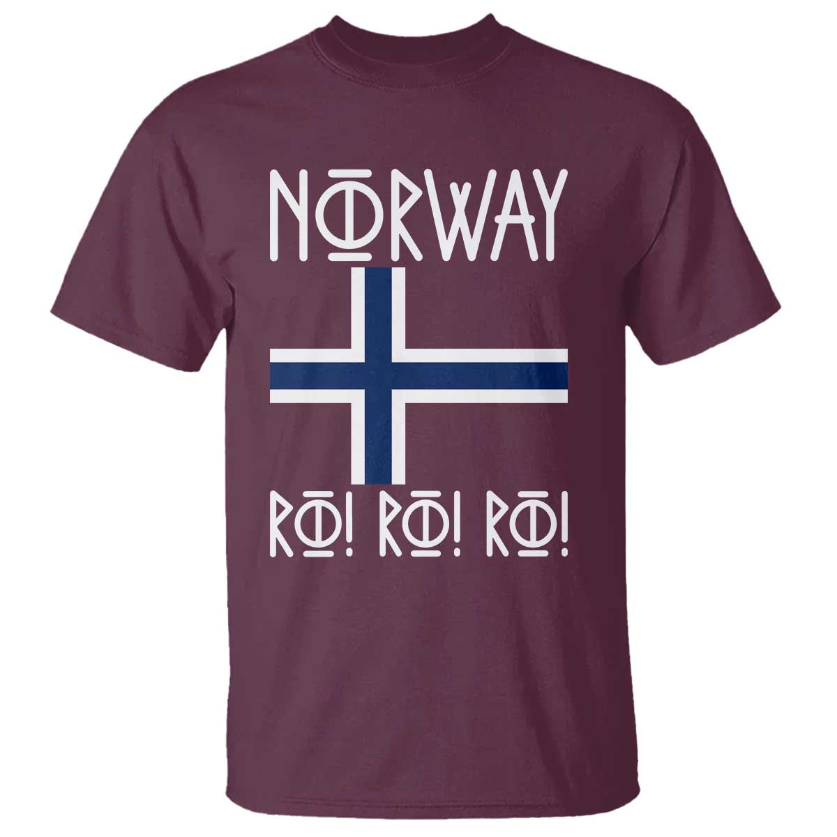 Norway Flag Ro Ro Ro Norse Rune Typography Graphic T Shirt Norge Football Fans Norwegian Pride