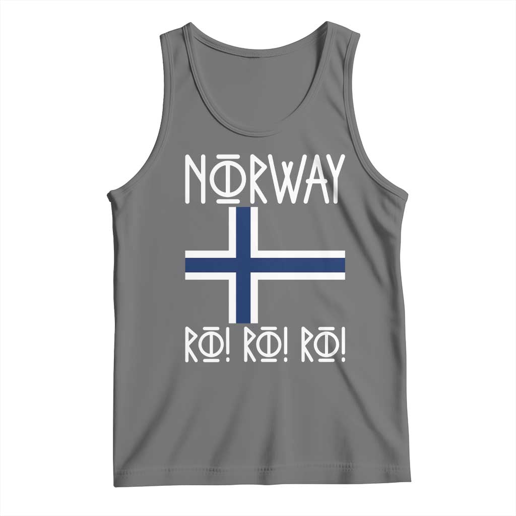 Norway Flag Ro Ro Ro Norse Rune Typography Graphic Tank Top Norge Football Fans Norwegian Pride