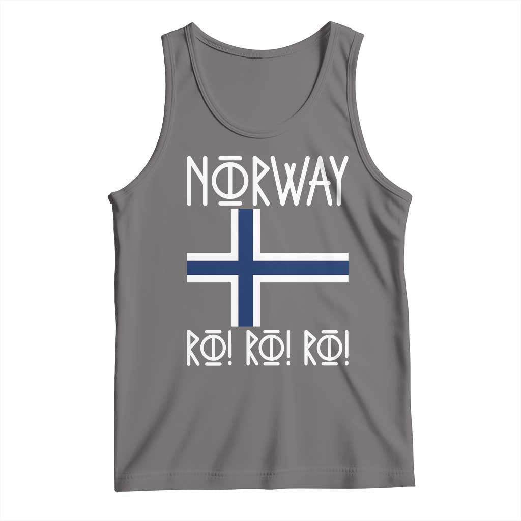 Norway Flag Ro Ro Ro Norse Rune Typography Graphic Tank Top Norge Football Fans Norwegian Pride