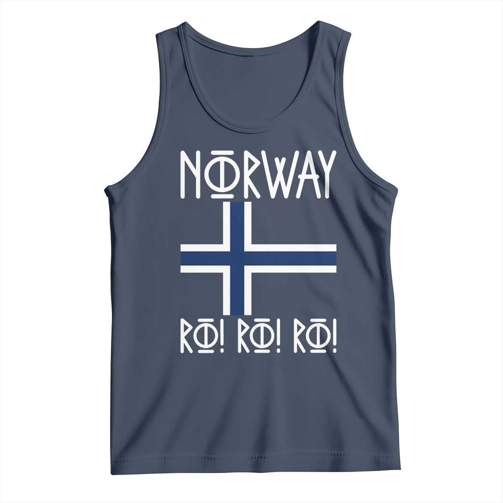 Norway Flag Ro Ro Ro Norse Rune Typography Graphic Tank Top Norge Football Fans Norwegian Pride
