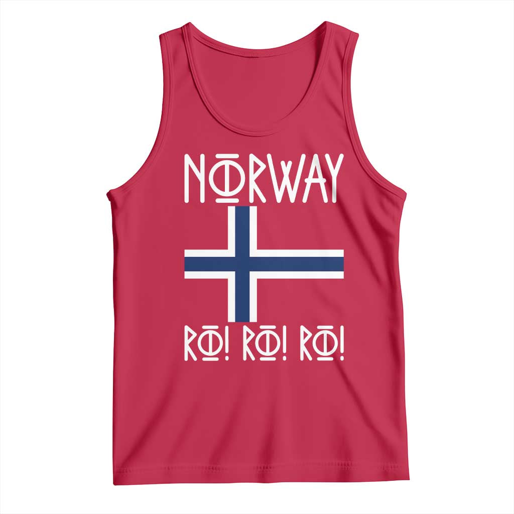 Norway Flag Ro Ro Ro Norse Rune Typography Graphic Tank Top Norge Football Fans Norwegian Pride