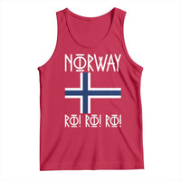 Norway Flag Ro Ro Ro Norse Rune Typography Graphic Tank Top Norge Football Fans Norwegian Pride