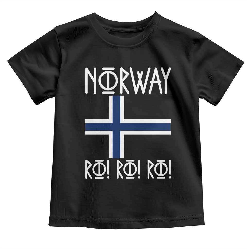 Norway Flag Ro Ro Ro Norse Rune Typography Graphic Toddler T Shirt Norge Football Fans Norwegian Pride