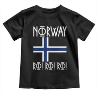 Norway Flag Ro Ro Ro Norse Rune Typography Graphic Toddler T Shirt Norge Football Fans Norwegian Pride