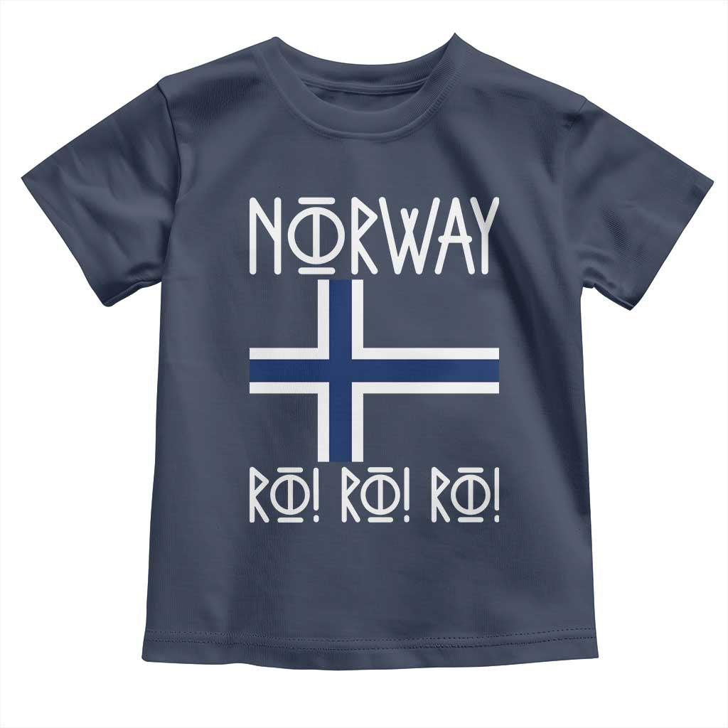 Norway Flag Ro Ro Ro Norse Rune Typography Graphic Toddler T Shirt Norge Football Fans Norwegian Pride