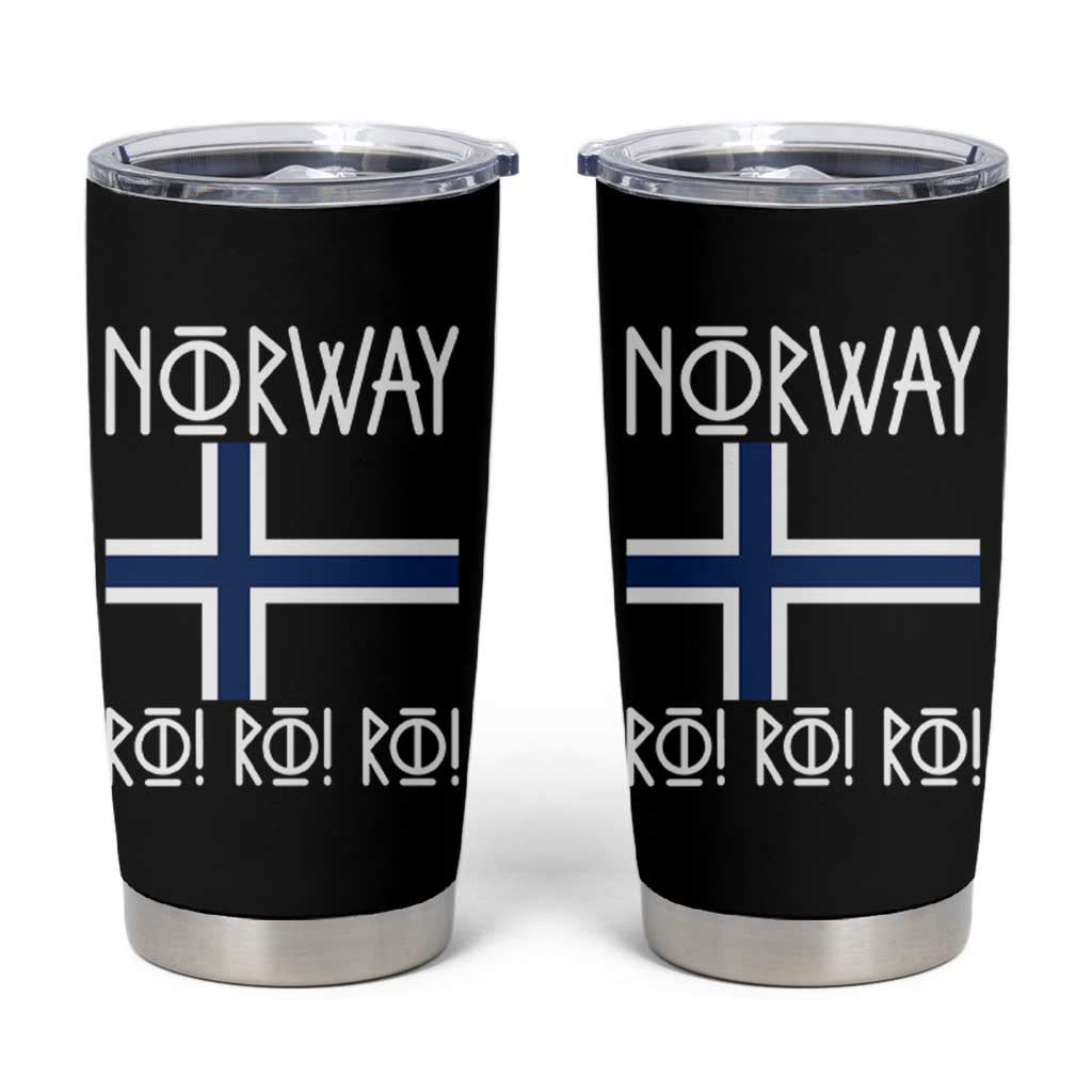 Norway Flag Ro Ro Ro Norse Rune Typography Graphic Tumbler Cup Norge Football Fans Norwegian Pride