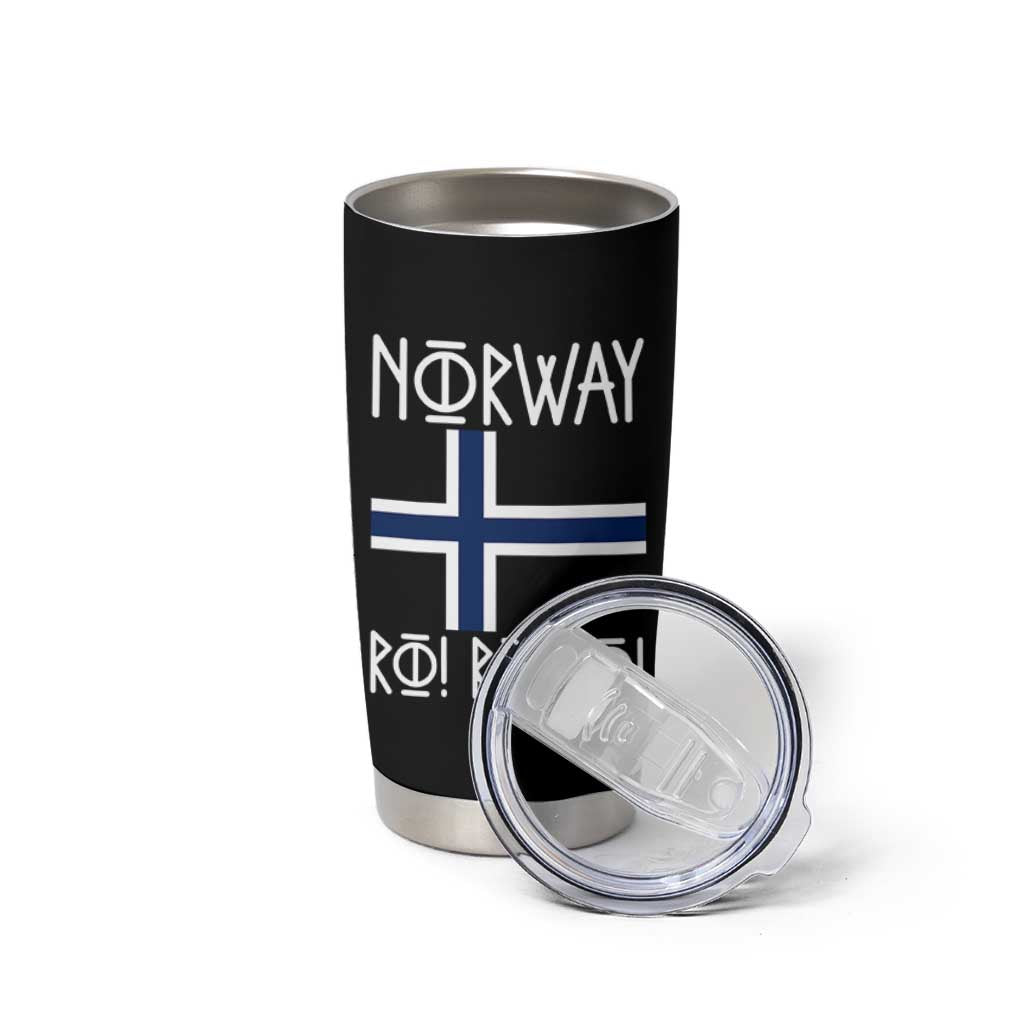 Norway Flag Ro Ro Ro Norse Rune Typography Graphic Tumbler Cup Norge Football Fans Norwegian Pride