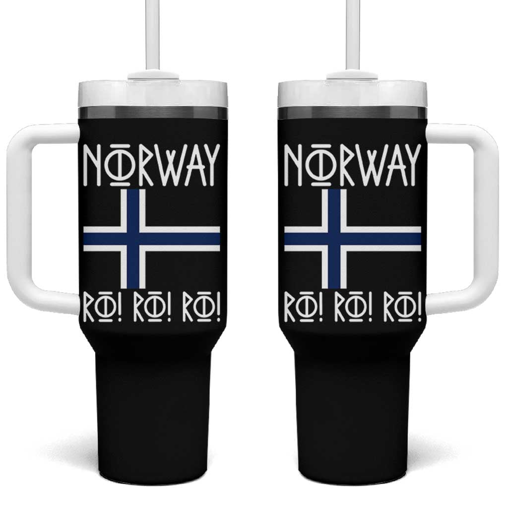 Norway Flag Ro Ro Ro Norse Rune Typography Graphic Tumbler With Handle Norge Football Fans Norwegian Pride