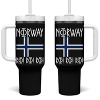 Norway Flag Ro Ro Ro Norse Rune Typography Graphic Tumbler With Handle Norge Football Fans Norwegian Pride