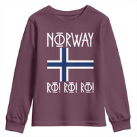 Norway Flag Ro Ro Ro Norse Rune Typography Graphic Youth Sweatshirt Norge Football Fans Norwegian Pride