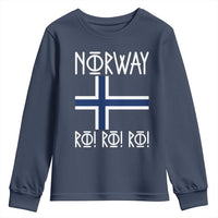 Norway Flag Ro Ro Ro Norse Rune Typography Graphic Youth Sweatshirt Norge Football Fans Norwegian Pride