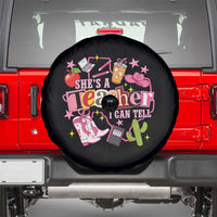 She is a Teacher I Can Tell School Aesthetic Spare Tire Cover Retro Groovy Western Cowgirl Texas