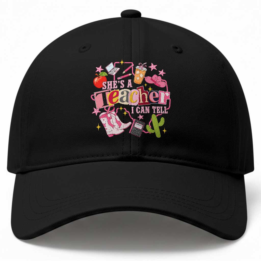 She is a Teacher I Can Tell School Aesthetic Baseball Cap Retro Groovy Western Cowgirl Texas
