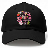She is a Teacher I Can Tell School Aesthetic Baseball Cap Retro Groovy Western Cowgirl Texas