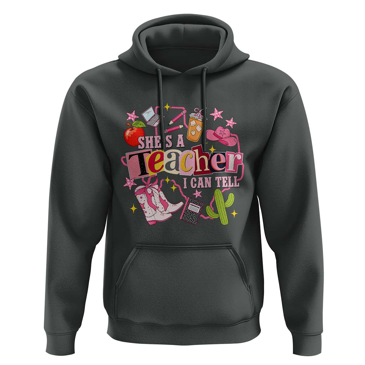 She is a Teacher I Can Tell School Aesthetic Hoodie Retro Groovy Western Cowgirl Texas