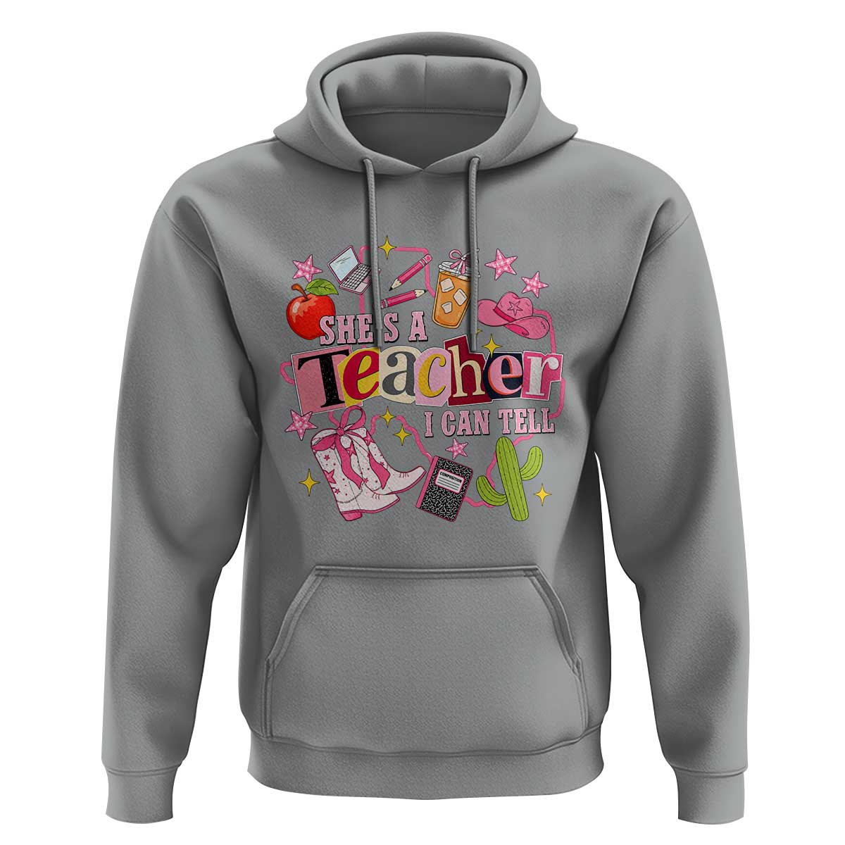 She is a Teacher I Can Tell School Aesthetic Hoodie Retro Groovy Western Cowgirl Texas