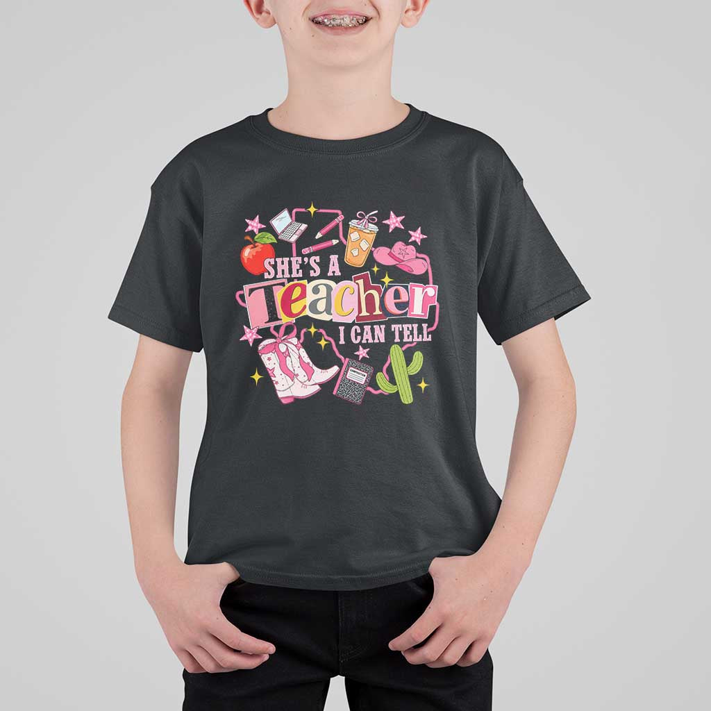 She is a Teacher I Can Tell School Aesthetic T Shirt For Kid Retro Groovy Western Cowgirl Texas